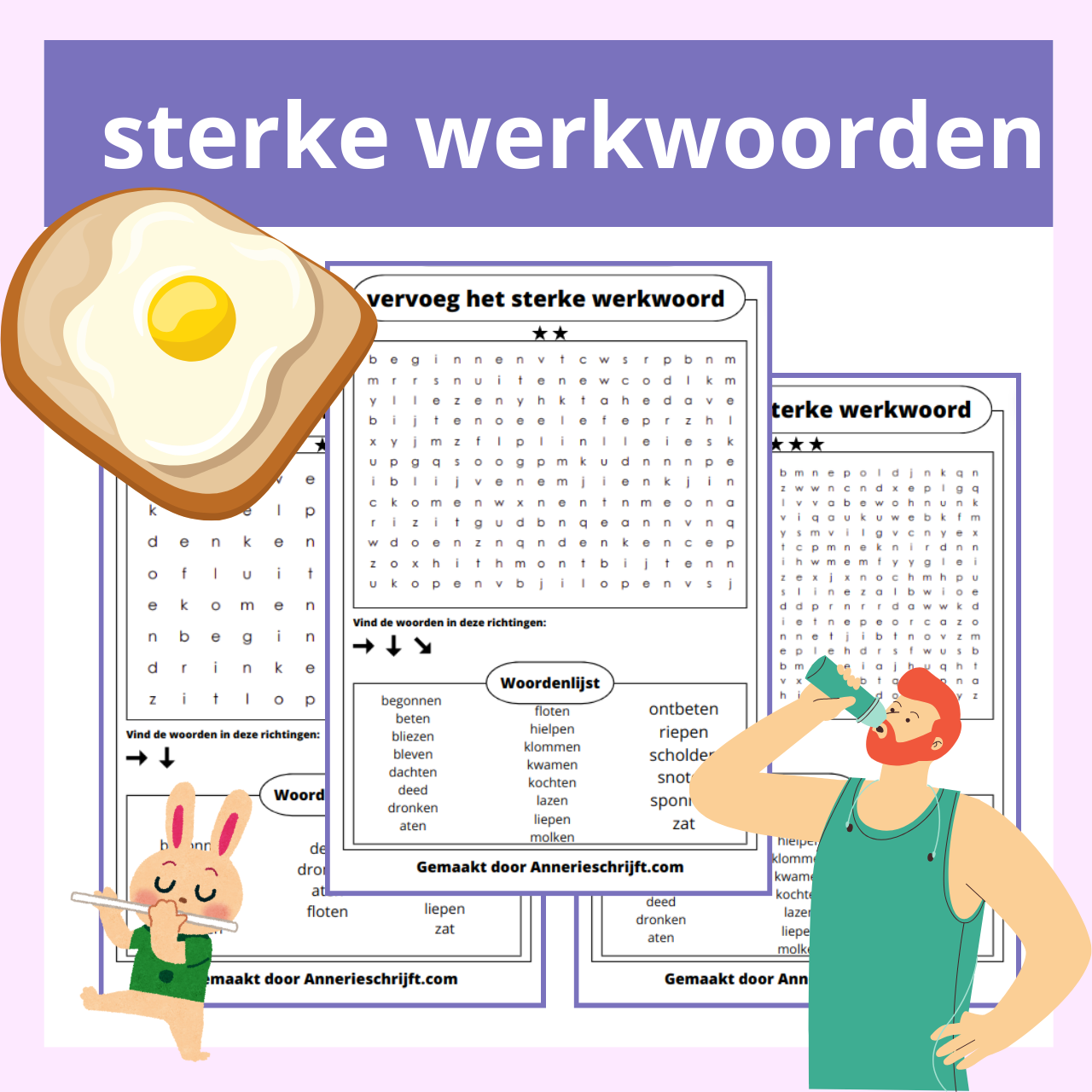 Sterke Werkwoorden Vervoegen Woordzoeker Annerie Schrijft