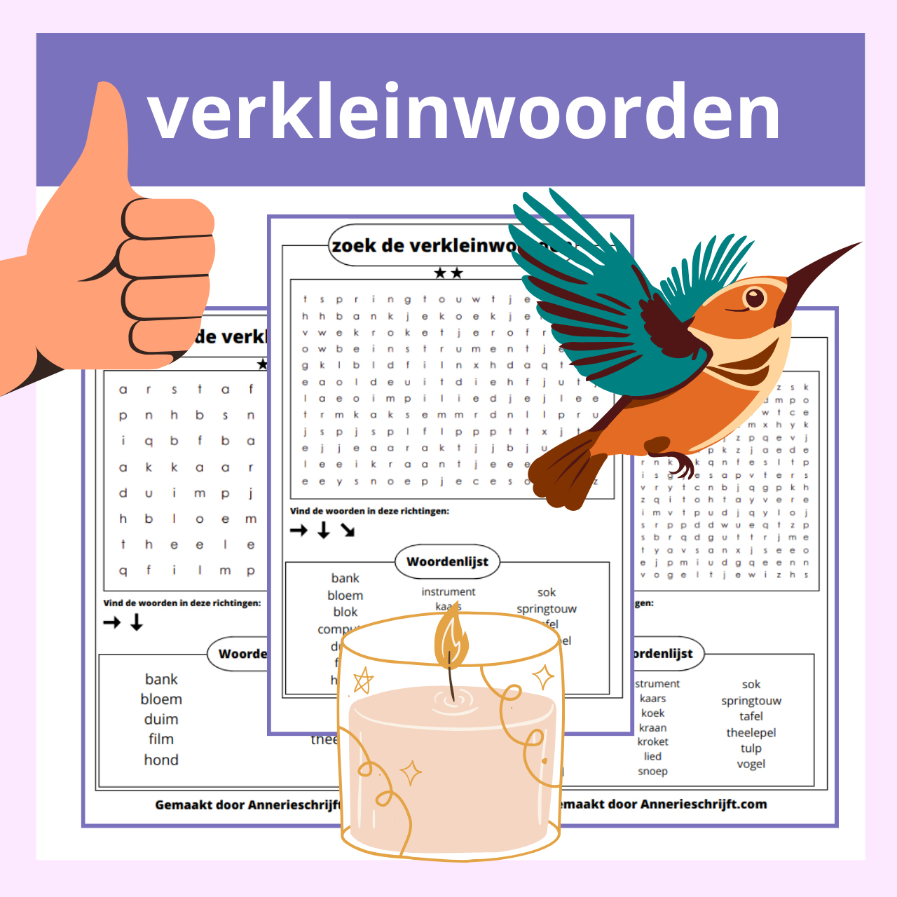 Verkleinwoorden Je Tje En Pje Woordzoeker Annerie Schrijft