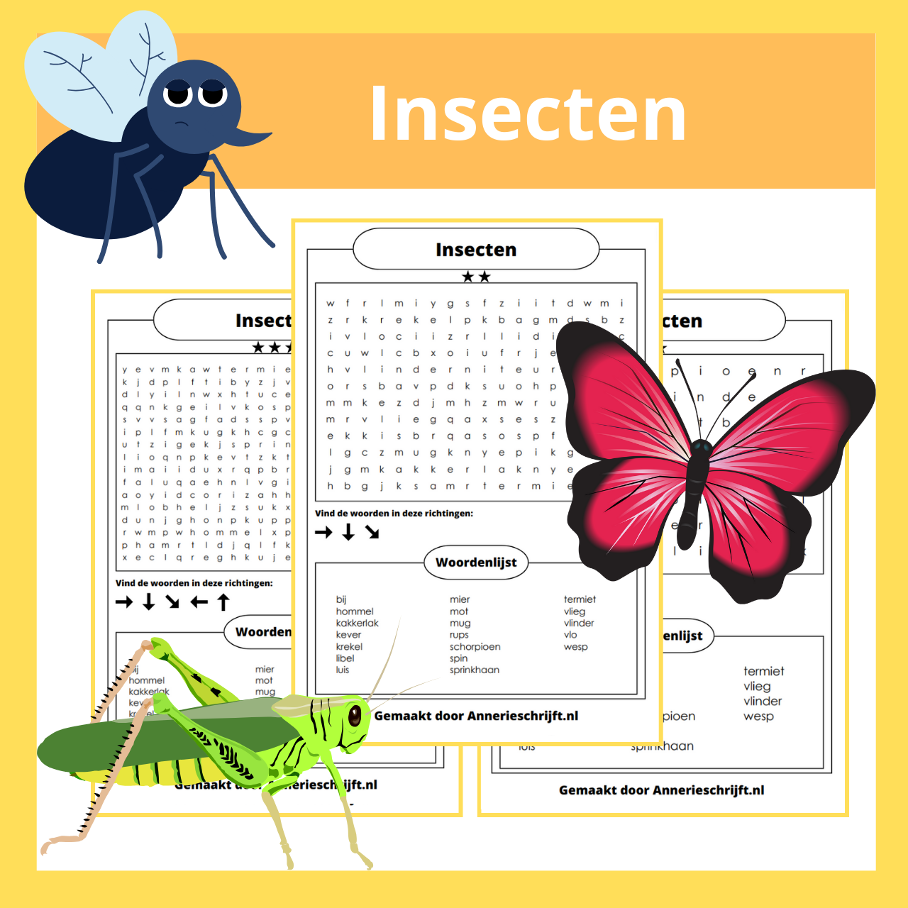 Insecten woordzoeker