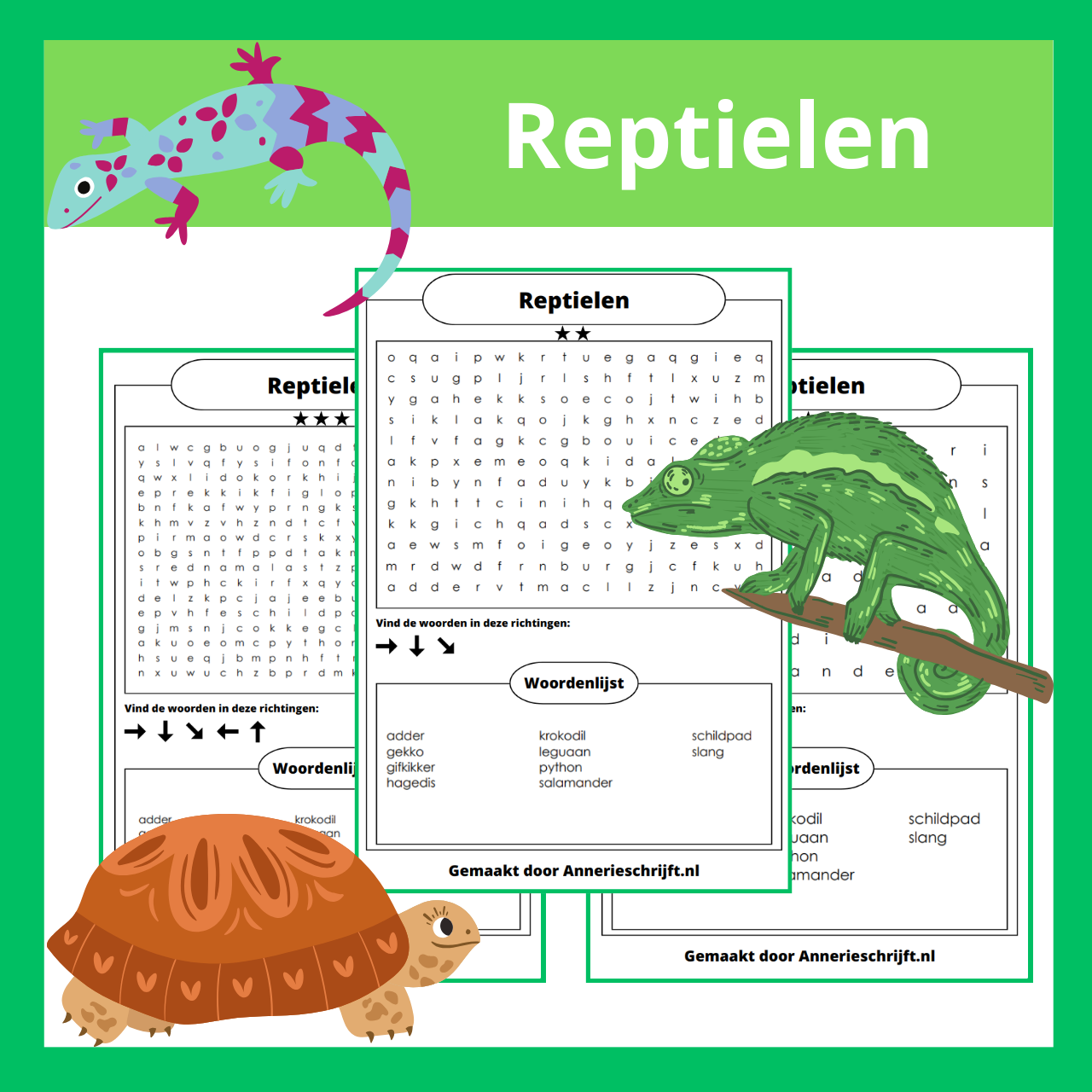 Reptielen woordzoeker