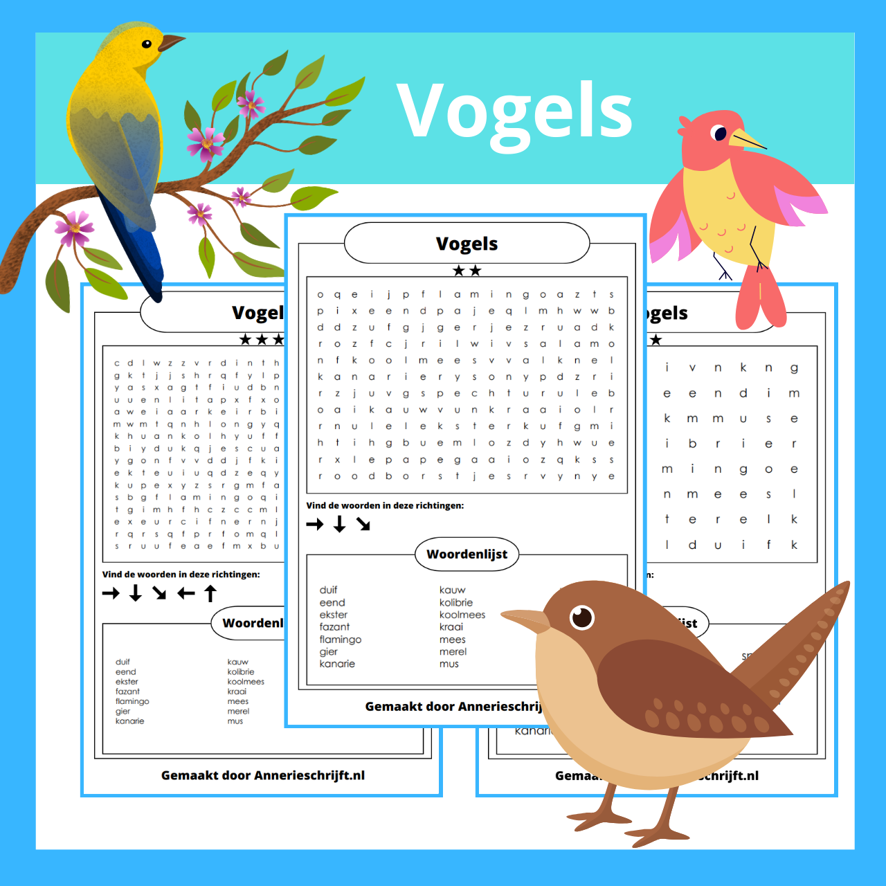 Vogel woordzoeker