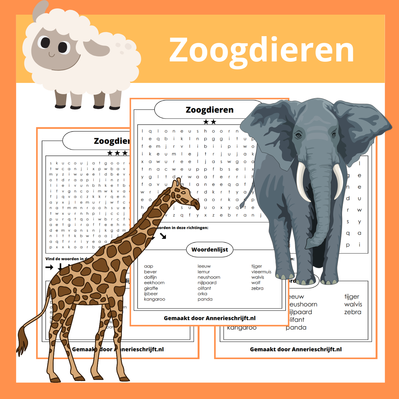 Zoogdieren woordzoeker