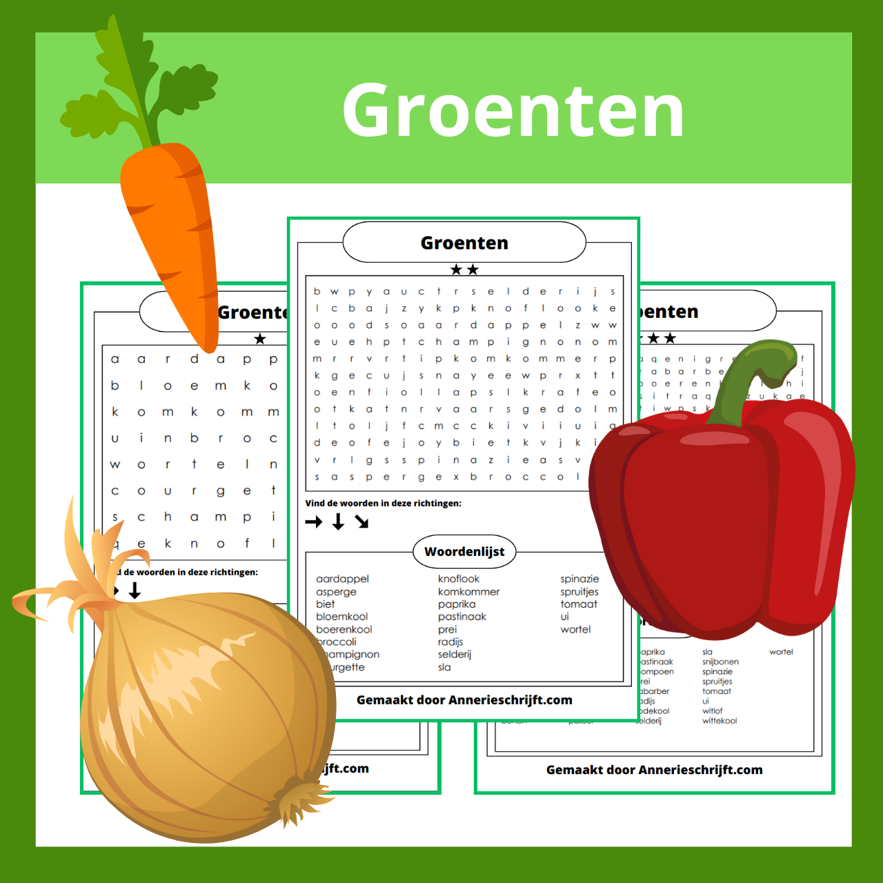 Groenten woordzoeker