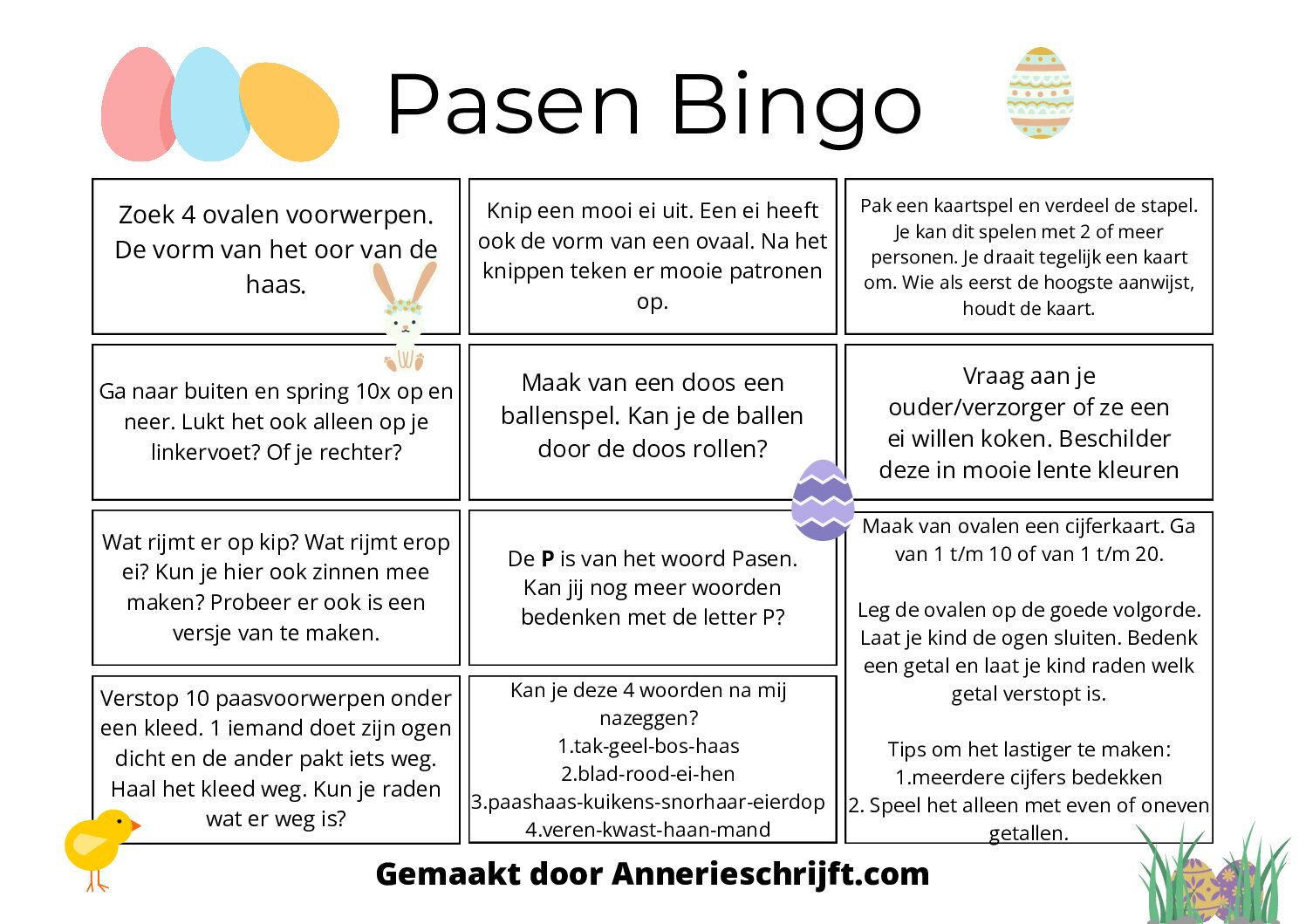 Paas bingo