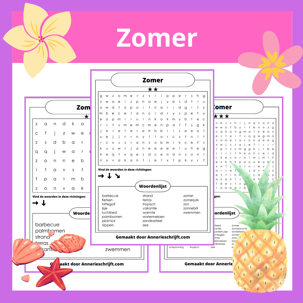 Zomer woordzoeker
