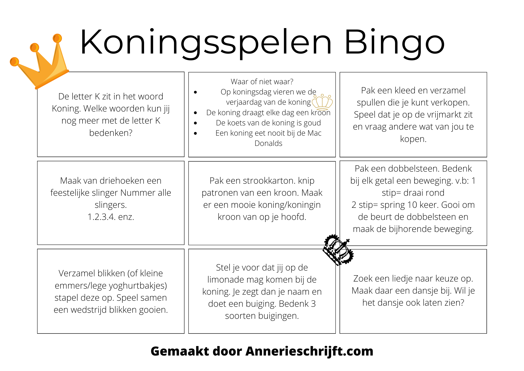 Koningsspelen bingo