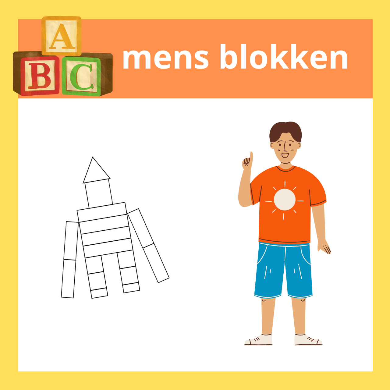 Mens blokken bouwen