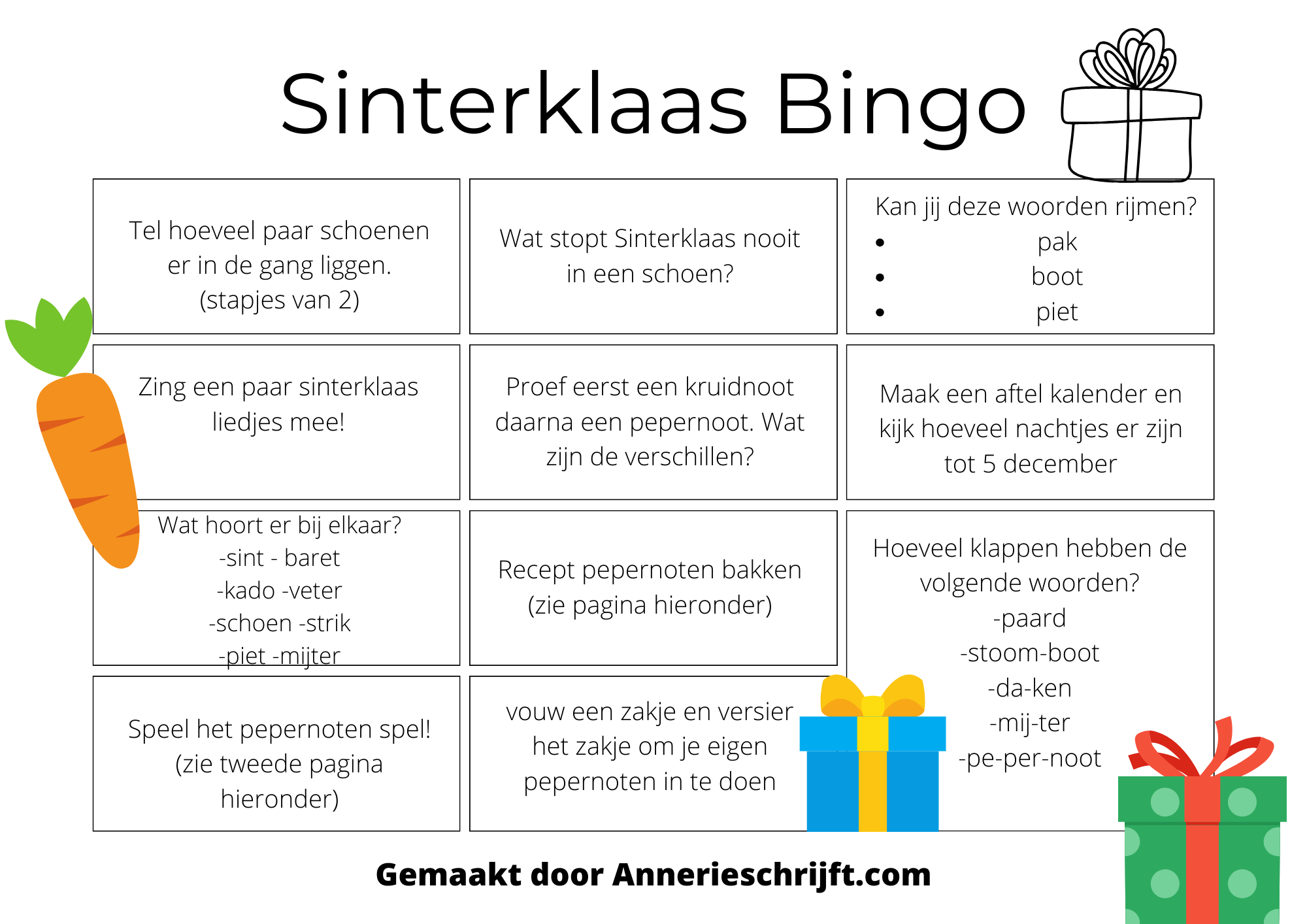 Sinterklaas bingo