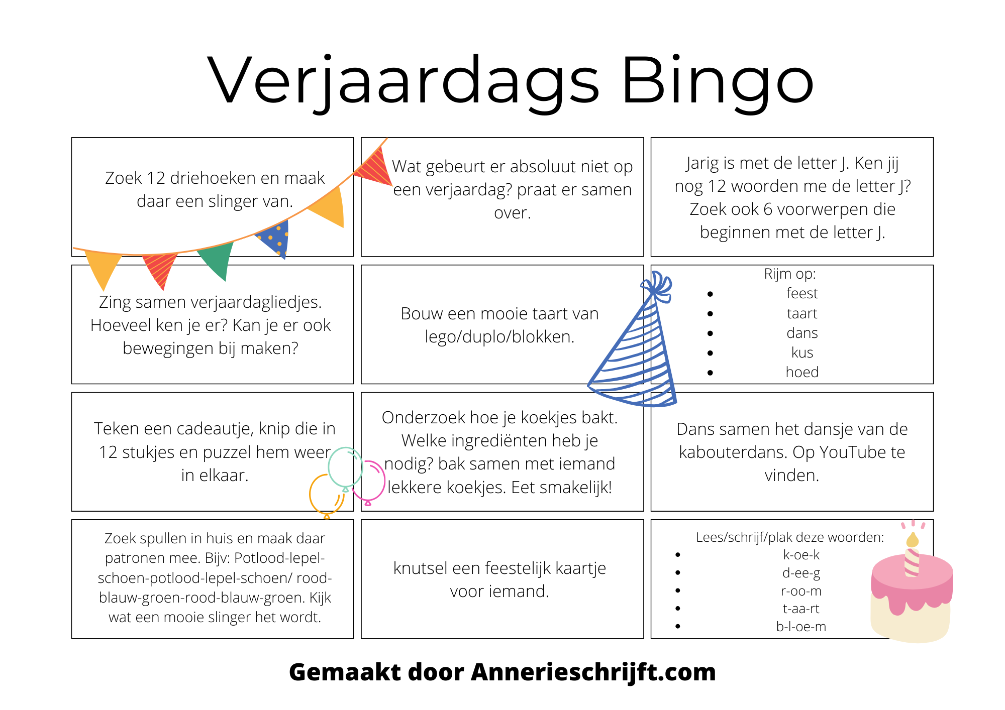 Verjaardags bingo