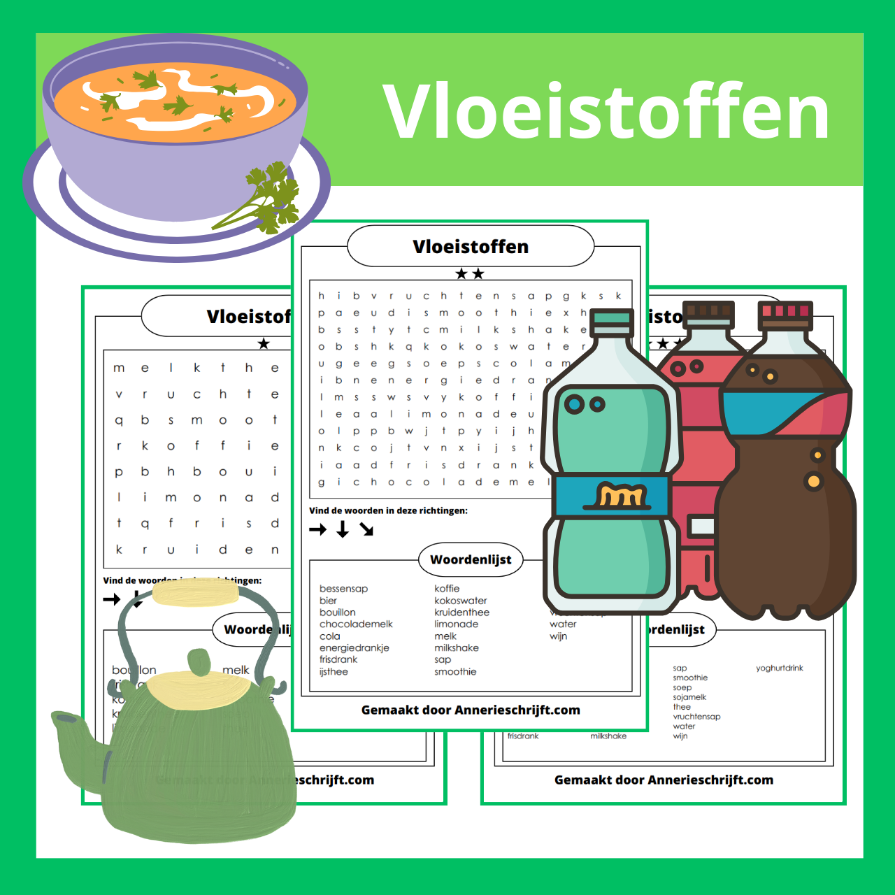 Vloeistoffen woordzoeker