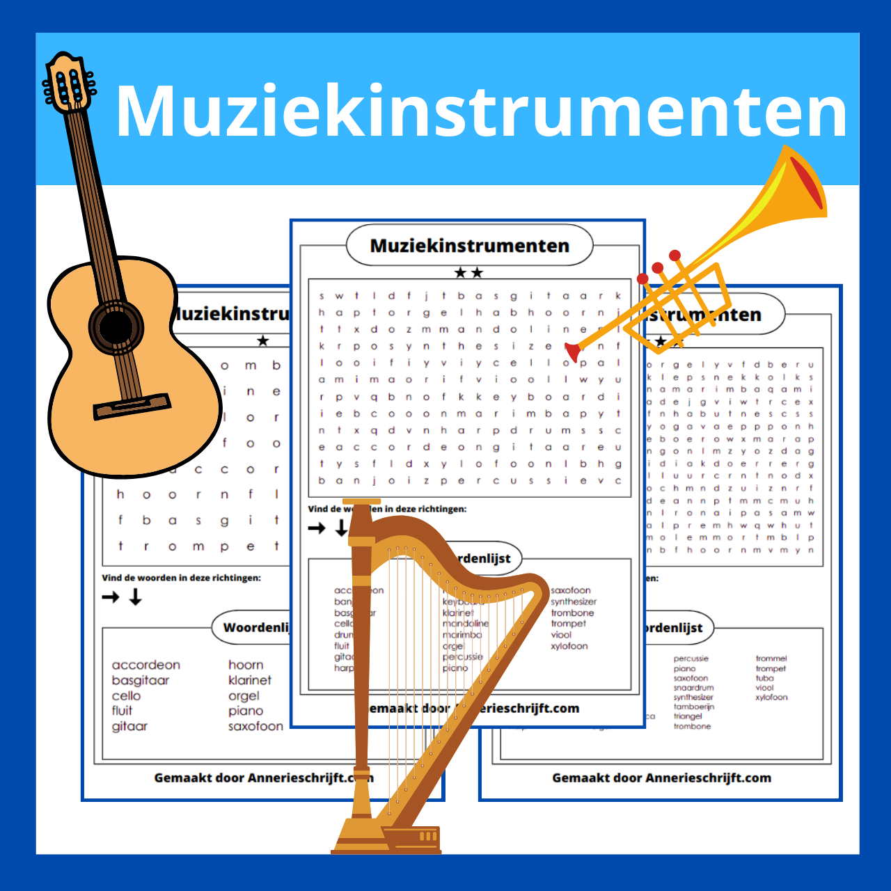 Instrumenten woordzoeker