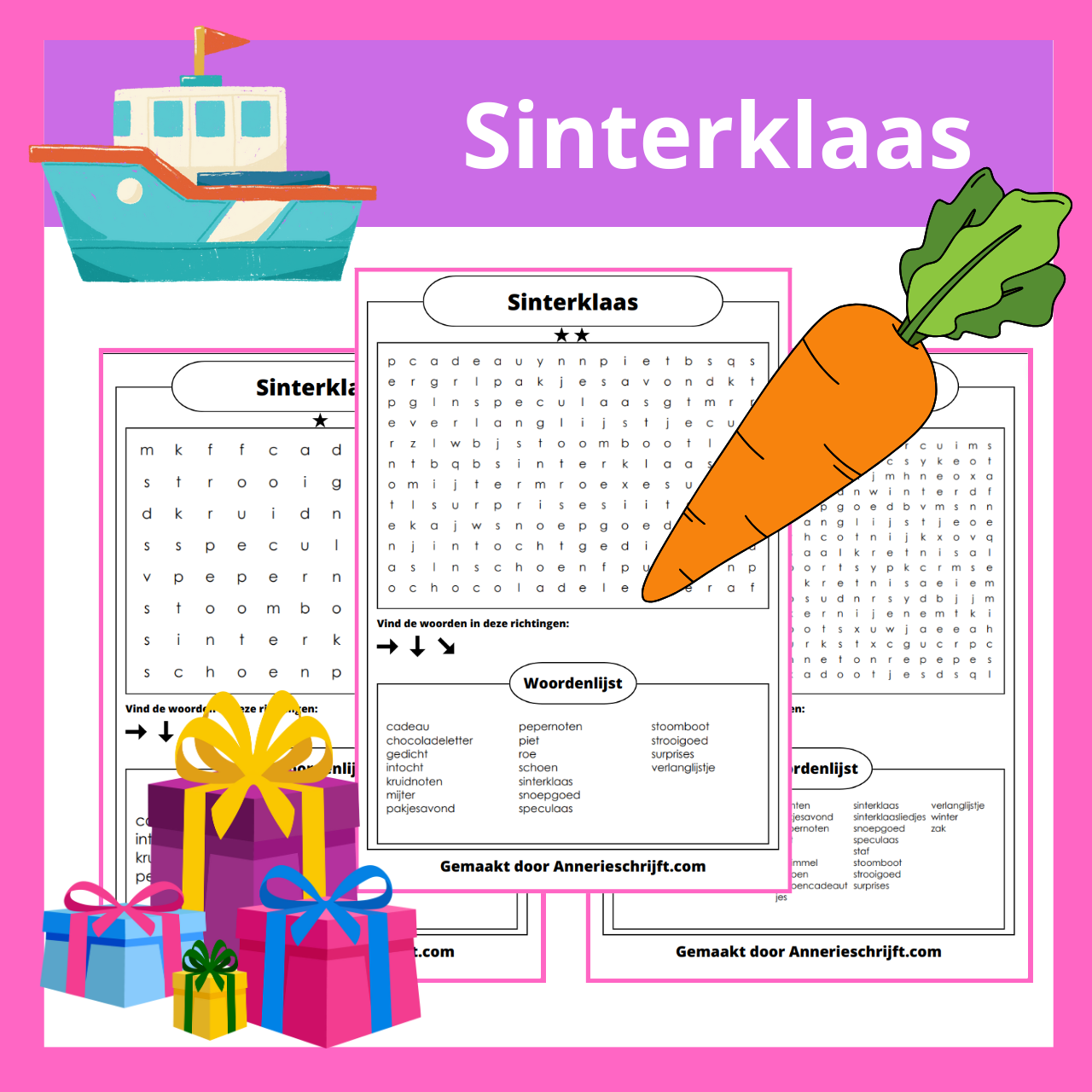 Sinterklaas woordzoeker