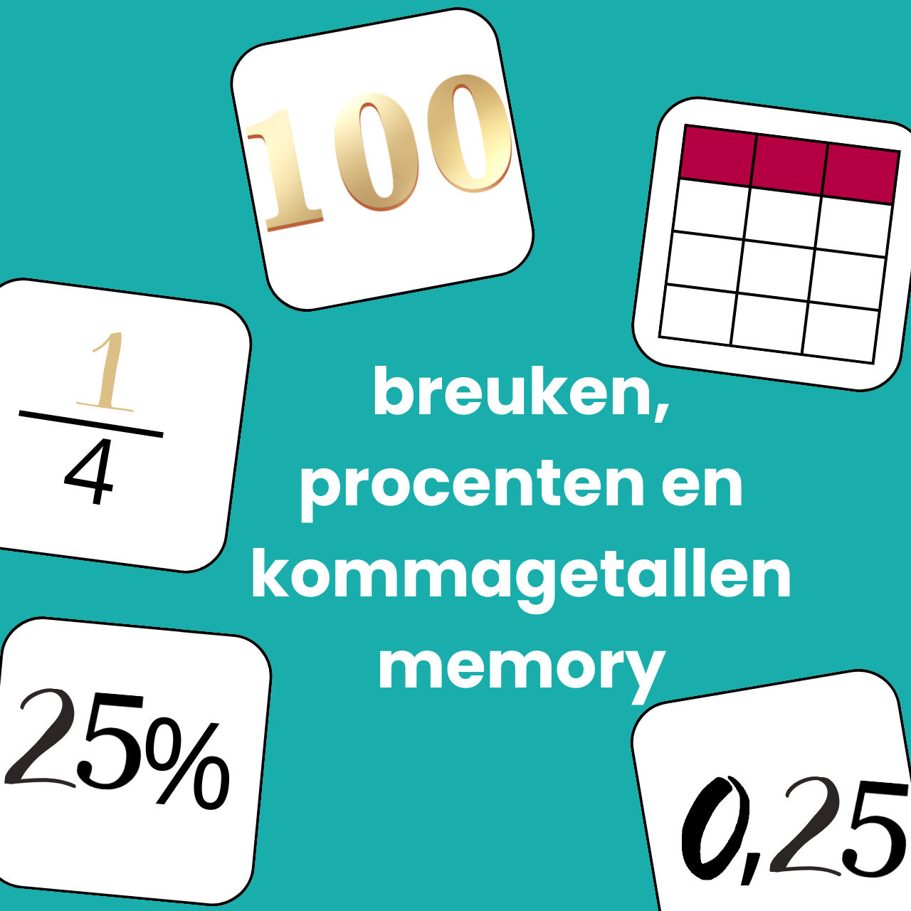 breuken, procenten en kommagetallen memory