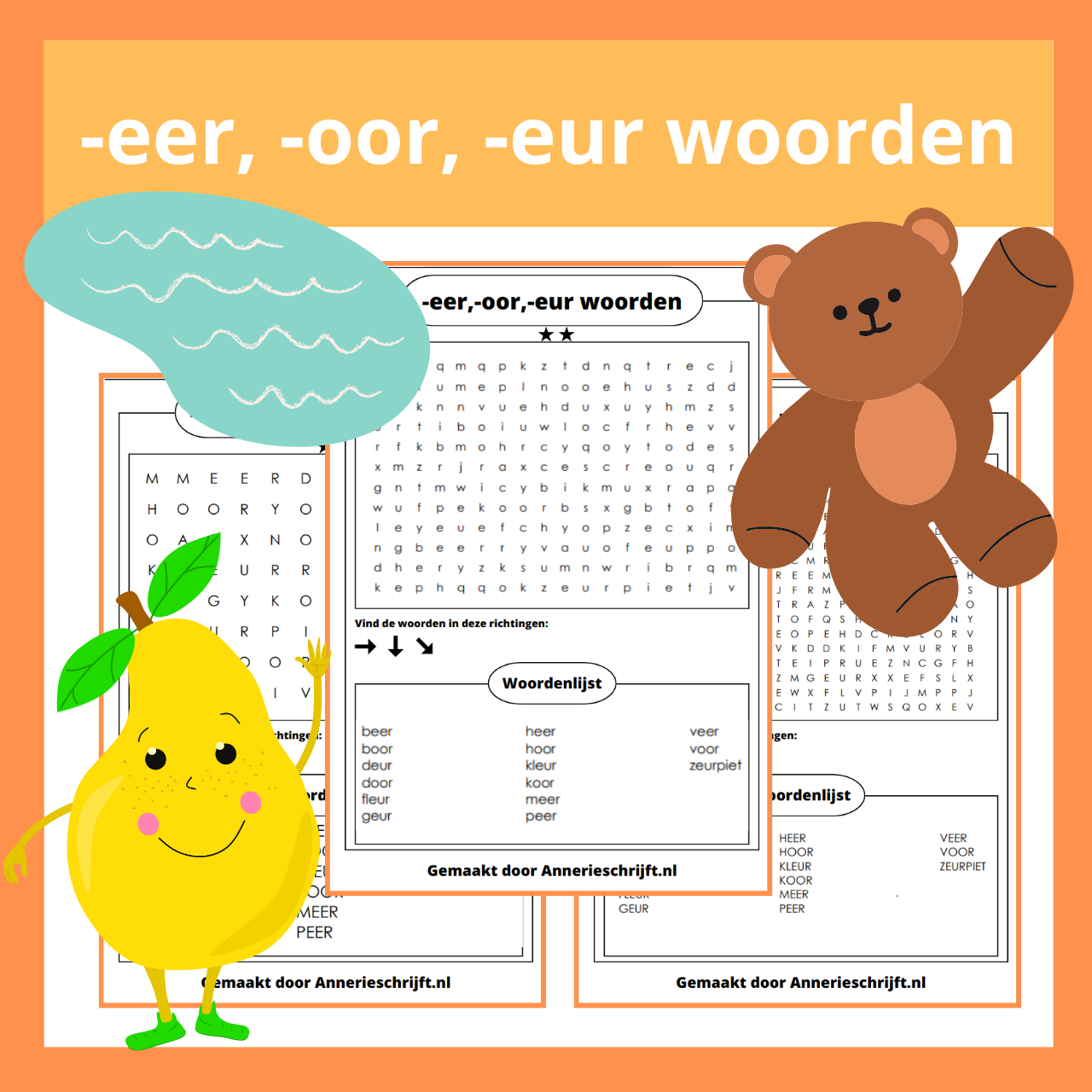 -eer, -oor, -eur woordzoeker