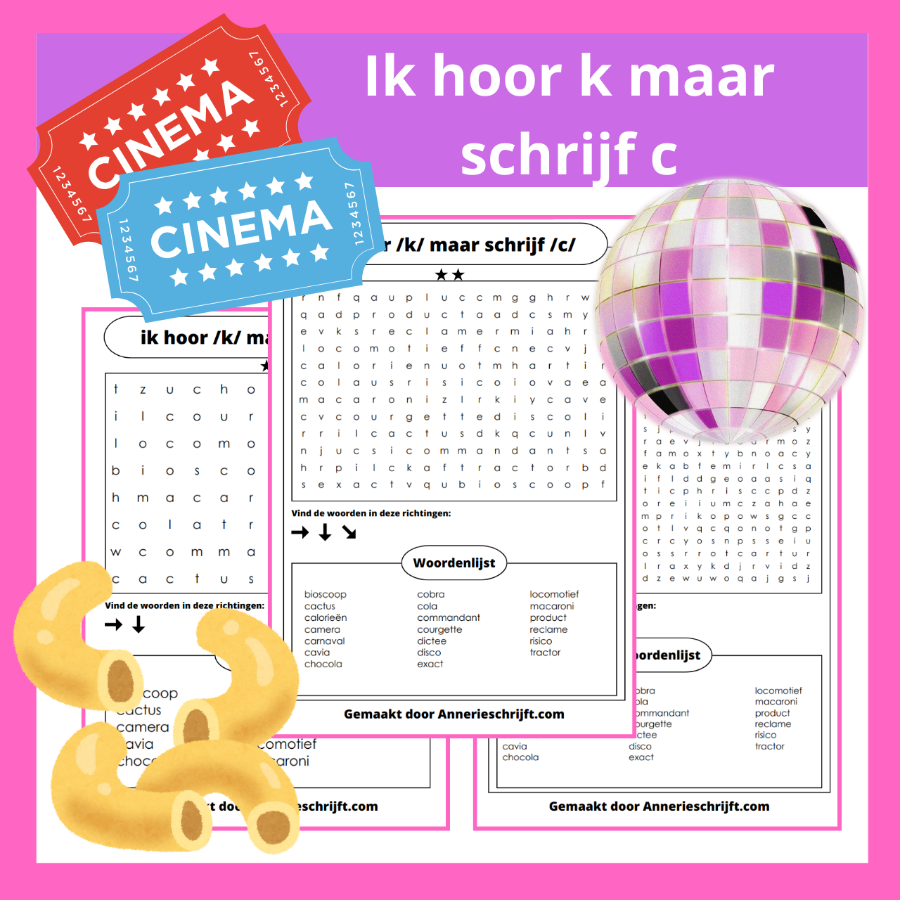 ik hoor /k/ maar schrijf /c/ woordzoeker