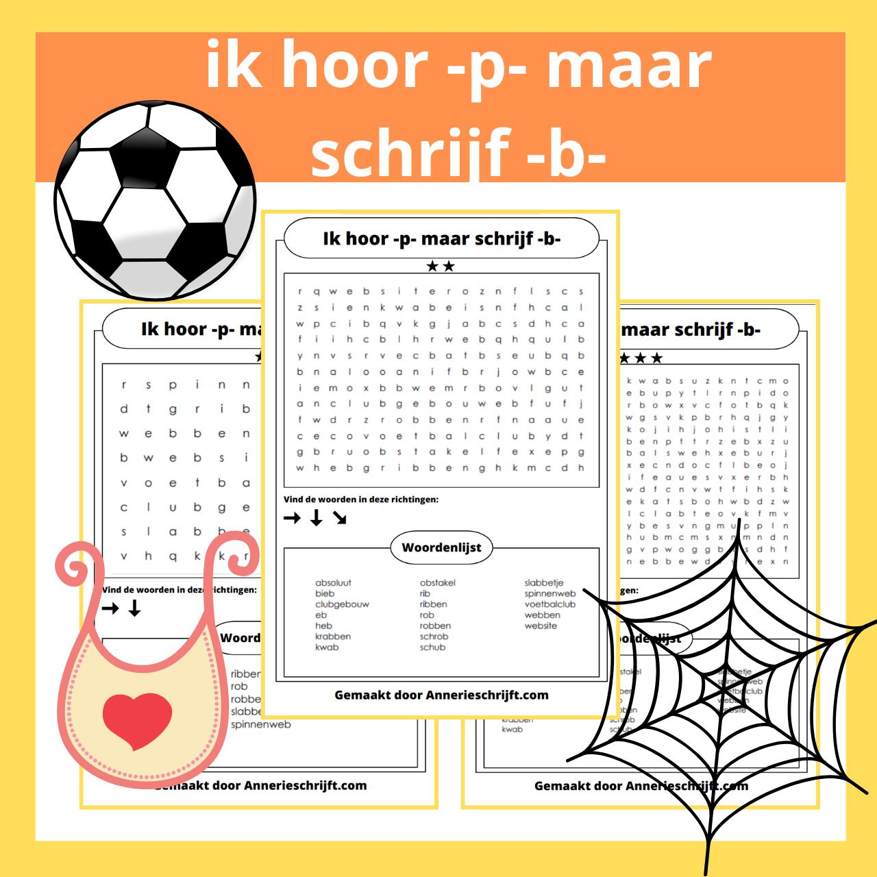 Ik hoor -p- maar schrijf -b- woordzoeker