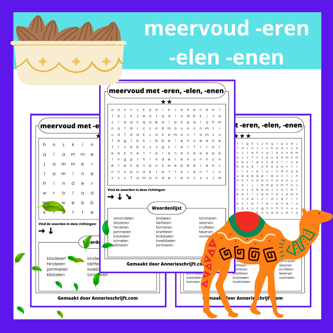 meervoud -eren, -elen, -enen woordenzoeker