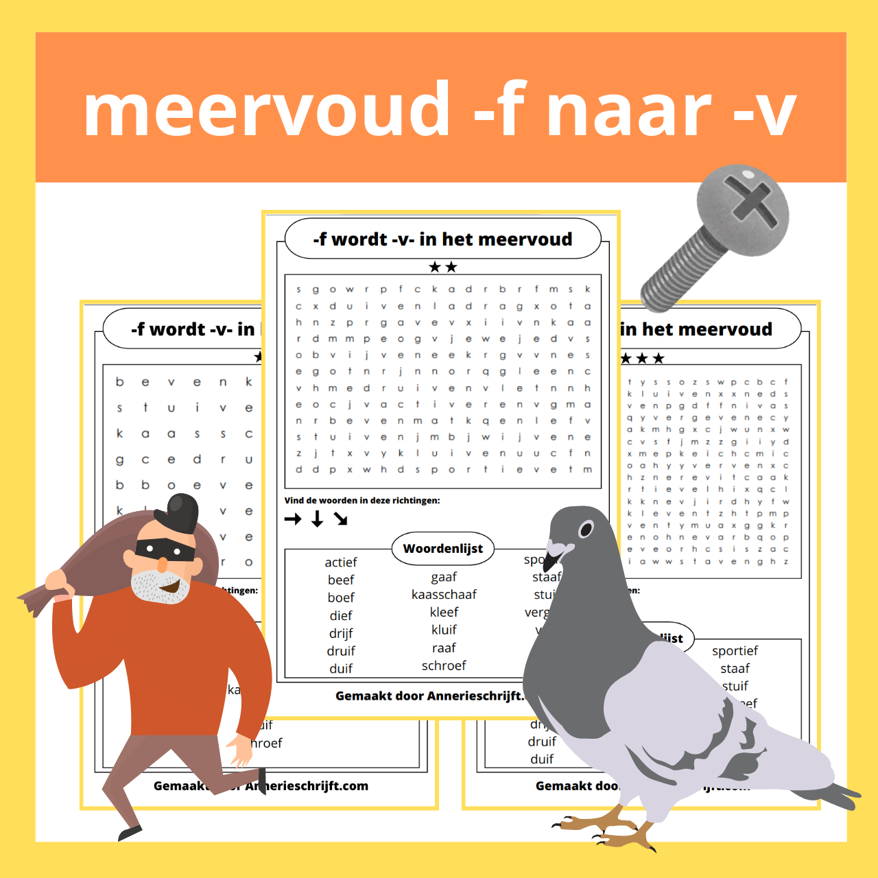 meervoud -f wordt -v- woordzoeker