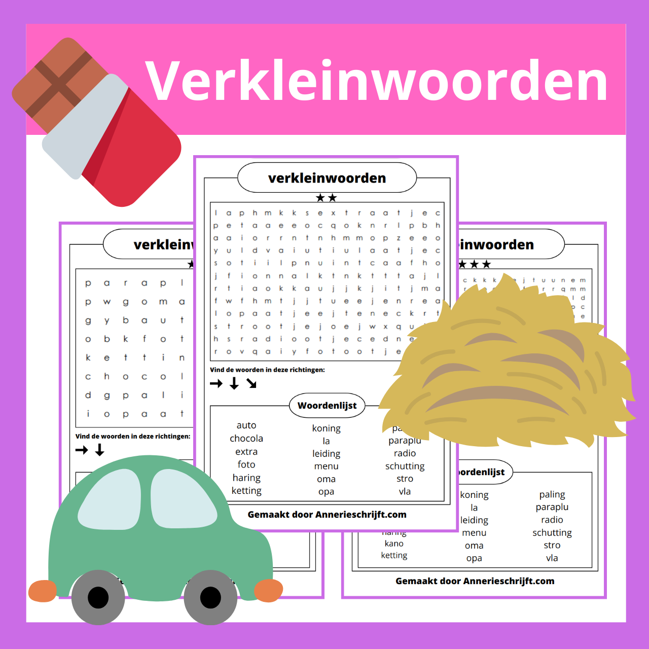 Verkleinwoorden woordzoeker