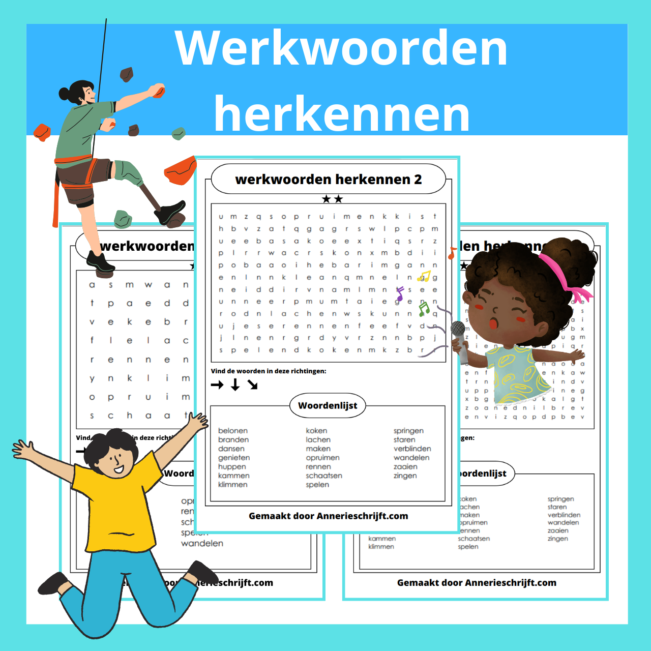 werkwoorden herkennen 2 woordzoeker