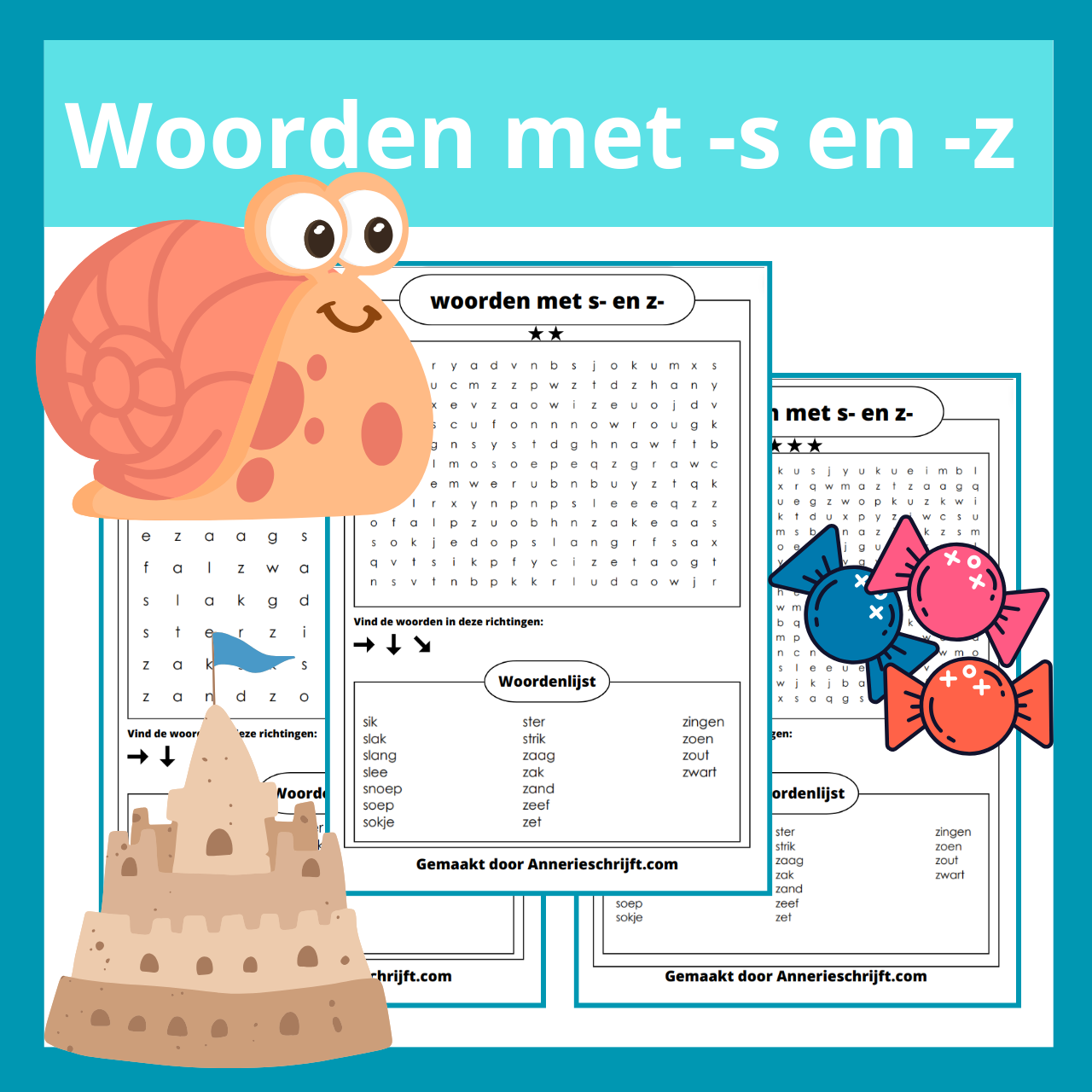 Woorden beginnend met s- en z- woordzoeker