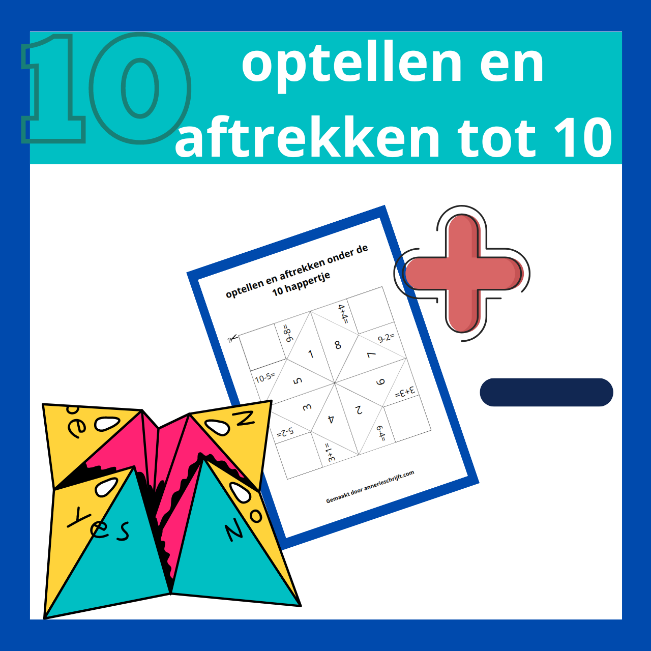 Optellen en aftrekken tot 10 happertje