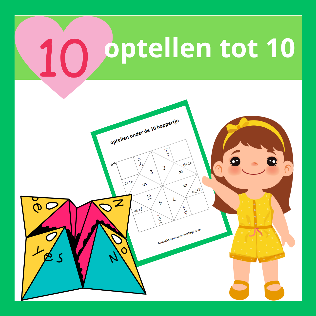 optellen onder de 10 happertje